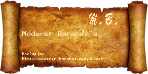 Moderer Barabás névjegykártya